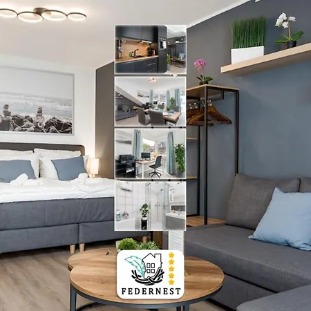 Federnest - Luxus-studio - Kingsize Boxspringbett - Home-office Mit Monitor Und Drucker - 11 Min Hbf