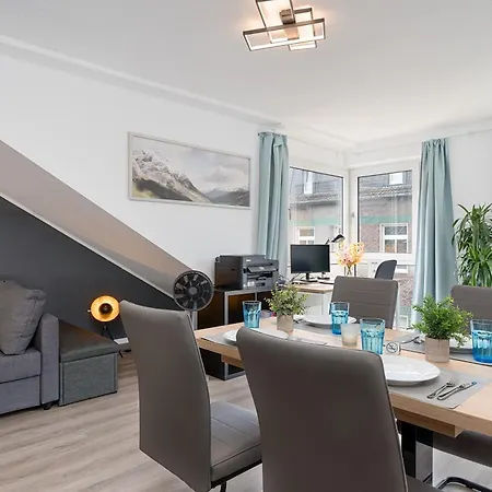 דירה Federnest - Luxus-studio - Kingsize Boxspringbett - Home-office Mit Monitor Und Drucker - 11 Min Hbf דיסבורג