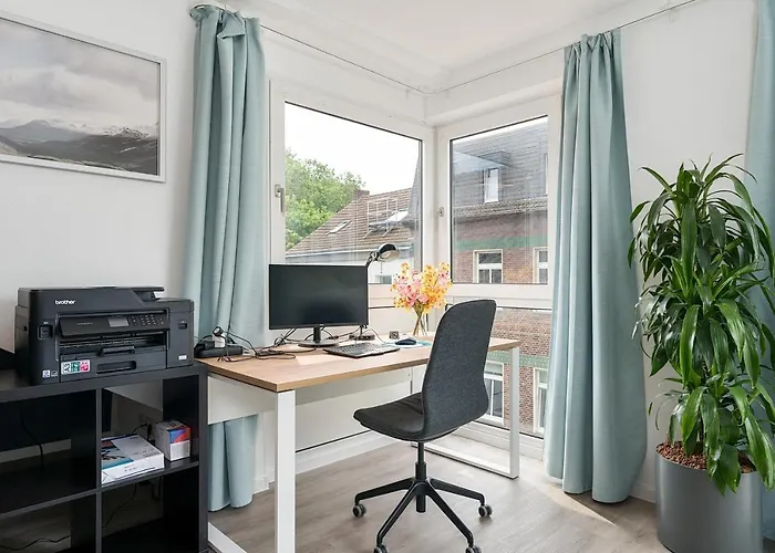 公寓 Federnest - Luxus-studio - Kingsize Boxspringbett - Home-office Mit Monitor Und Drucker - 11 Min Hbf