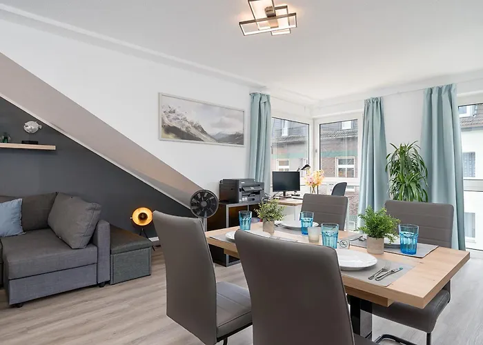 Apartamento Federnest - Luxus-studio - Kingsize Boxspringbett - Home-office Mit Monitor Und Drucker - 11 Min Hbf Duisburg