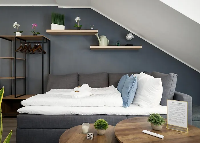 Apartamento Federnest - Luxus-studio - Kingsize Boxspringbett - Home-office Mit Monitor Und Drucker - 11 Min Hbf Duisburg